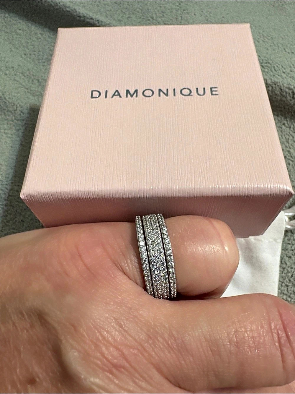 Diamonique Set of 3 Round cut stack rings